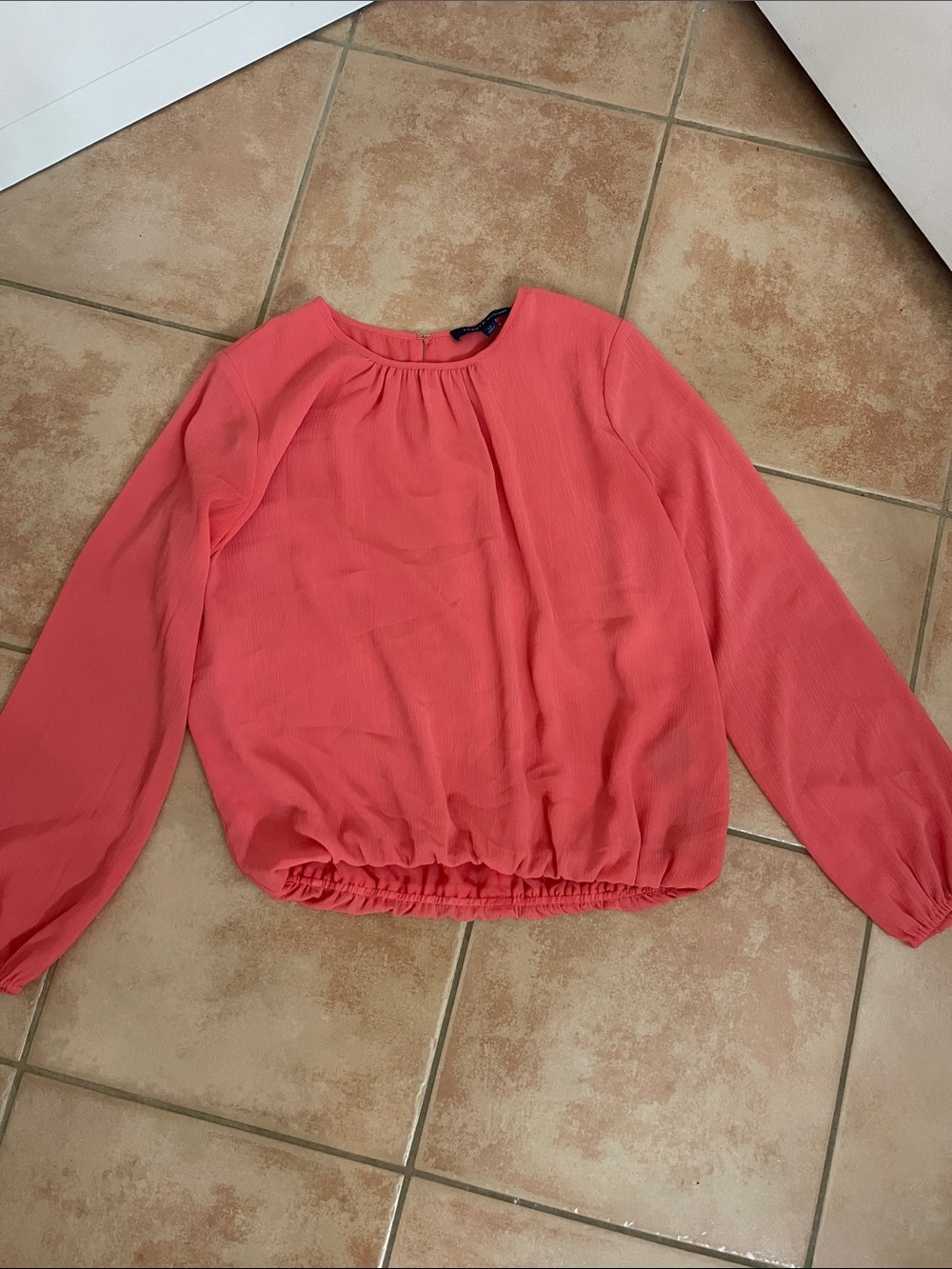 Tommy Hilfiger Coral Pink Long-Sleeve Blouson Top